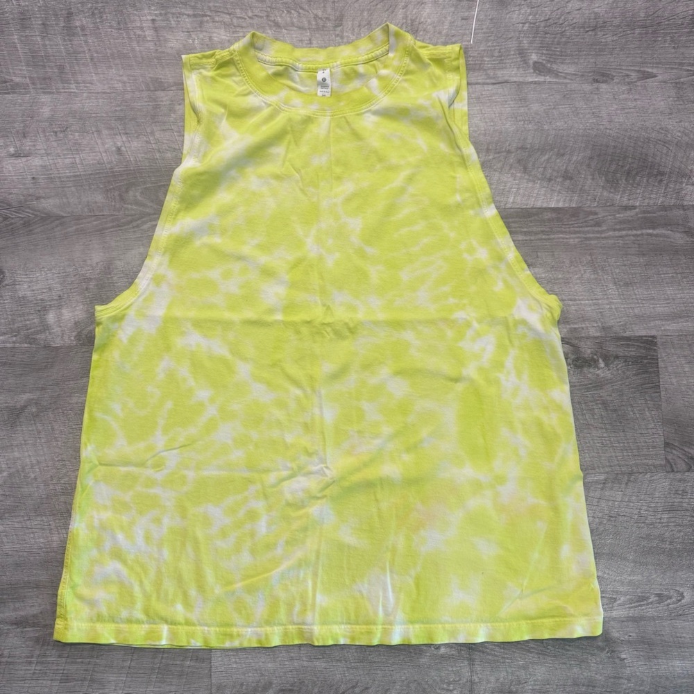 Lululemon All Yours Tank Marmoleado Tie Dye Highlight Yellow Womens Sz. 8